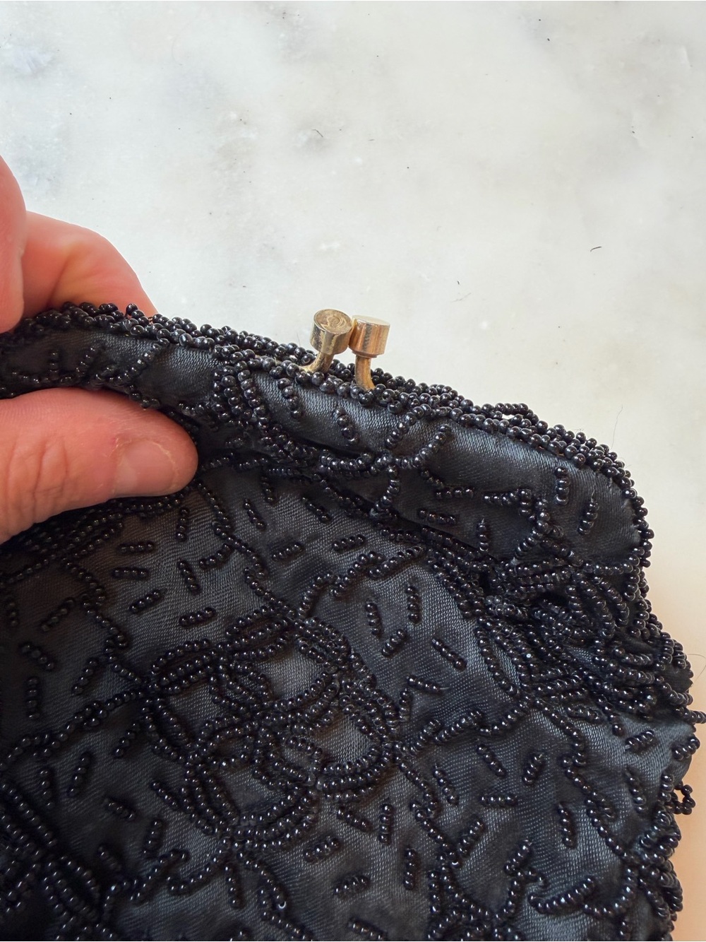 Vintage Beaded Black Evening Clutch - Picture 4 of 5